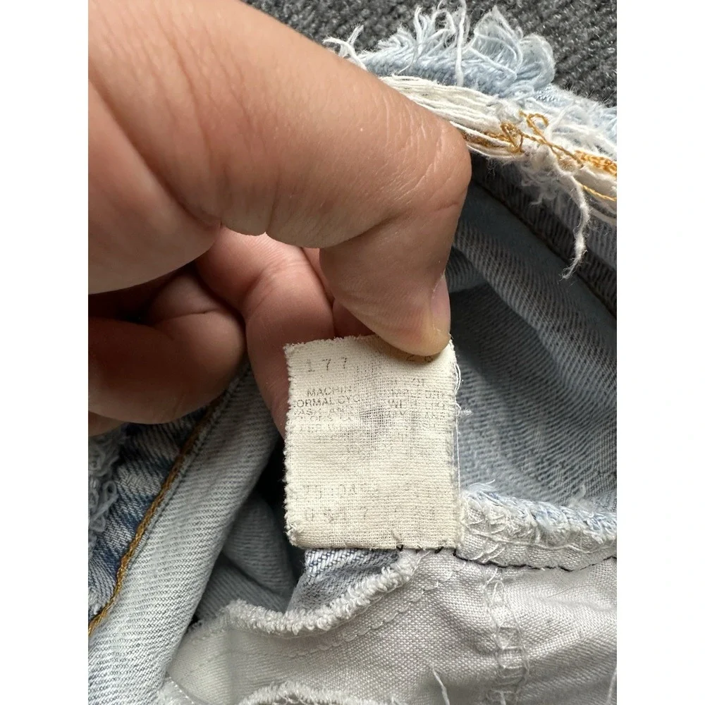 Mens 90s Levis 505 Orange Tab Distressed Custom Patchwork Jeans, Size 32x32